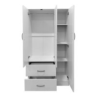 Ντουλάπα πεντάφυλλη με πατάρι Athos pakoworld λευκή 170x42x240εκ