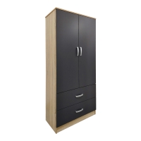 Ντουλάπα εξάφυλλη Athos I pakoworld sonoma-ανθρακί 240x42x180εκ