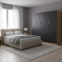 Ντουλάπα πεντάφυλλη Athos I pakoworld sonoma-ανθρακί 170x42x180εκ