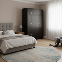 Ντουλάπα εξάφυλλη με πατάρι Athos pakoworld wenge 240x42x240εκ