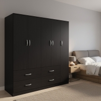 Ντουλάπα πεντάφυλλη με πατάρι Athos pakoworld wenge 170x42x240εκ