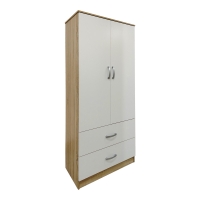 Ντουλάπα τετράφυλλη με πατάρι Athos pakoworld sonoma-λευκή 160x42x240εκ
