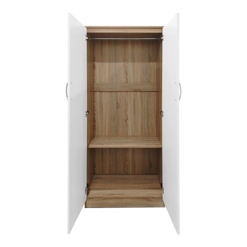 Ντουλάπα τετράφυλλη με πατάρι Athos pakoworld sonoma-λευκή 160x42x240εκ