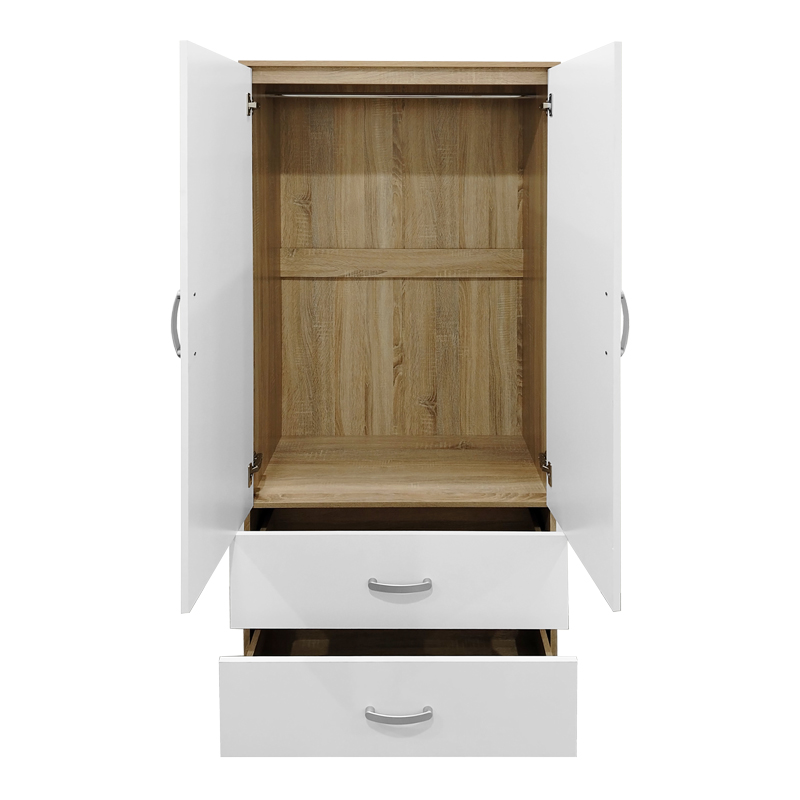 Ντουλάπα εξάφυλλη με πατάρι Athos pakoworld sonoma-λευκή 240x42x240εκ