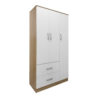 Ντουλάπα πεντάφυλλη με πατάρι Athos I pakoworld sonoma-λευκή 170x42x240εκ