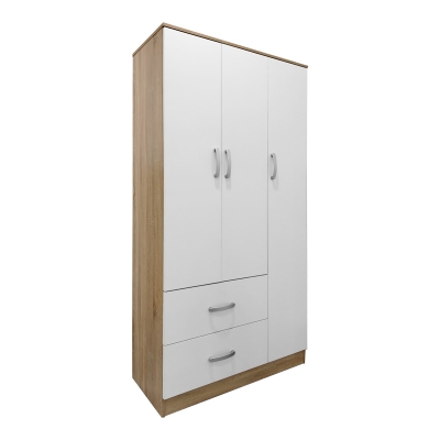 Ντουλάπα πεντάφυλλη με πατάρι Athos I pakoworld sonoma-λευκή 170x42x240εκ
