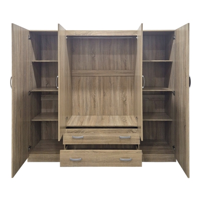 Ντουλάπα τετράφυλλη και πατάρι Alvia pakoworld sonoma 200x51x240εκ Ντουλάπα τετράφυλλη και πατάρι Alvia pakoworld sonoma 200x51x240εκ