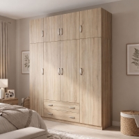 Ντουλάπα τετράφυλλη και πατάρι Alvia pakoworld sonoma 200x51x240εκ Ντουλάπα τετράφυλλη και πατάρι Alvia pakoworld sonoma 200x51x240εκ