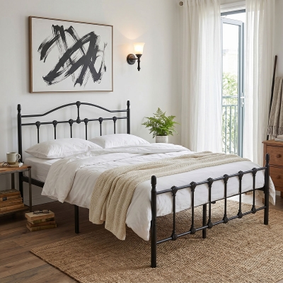 Κρεβάτι Wotso pakoworld μεταλλικό μαύρο 140x200εκ