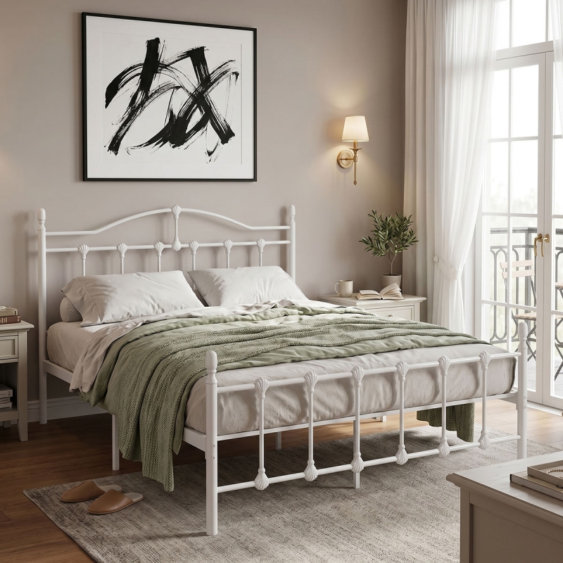 Κρεβάτι Wotso pakoworld μεταλλικό λευκο 140x200εκ