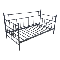 Κρεβάτι-Καναπές Routha pakoworld μεταλλικός μαύρο 90x190εκ