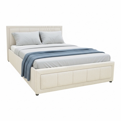 Κρεβάτι Huga pakoworld με αποθηκευτικό χώρο ύφασμα μπεζ 120x200εκ