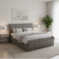 Κρεβάτι Huga pakoworld με αποθηκευτικό χώρο ύφασμα γκρι 160x200εκ