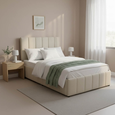 Κρεβάτι Snuggle pakoworld με αποθηκευτικό χώρο ύφασμα μπεζ 120x200εκ Κρεβάτι Snuggle pakoworld με αποθηκευτικό χώρο ύφασμα μπεζ 120x200εκ