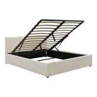 Κρεβάτι Dellia pakoworld με αποθηκευτικό χώρο ύφασμα κρεμ 150x200εκ