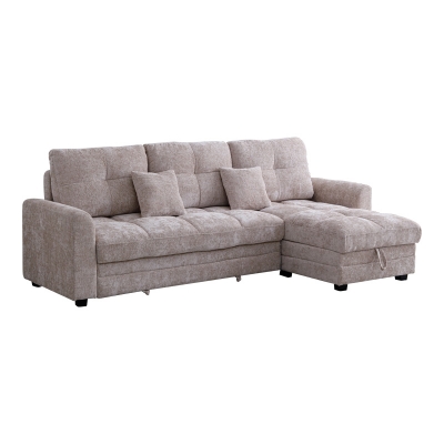 Γωνιακός αναστρέψιμος καναπές κρεβάτι Comfie pakoworld με αποθηκευτικό χώρο μπεζ ύφασμα 260x156x98εκ