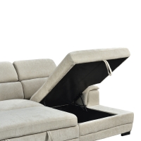 Γωνιακός καναπές-κρεβάτι αριστερή γωνία Dreamora pakoworld με αποθηκευτικό χώρο ύφασμα μπεζ 270x167x82εκ