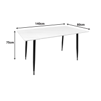 Τραπέζι Pembe pakoworld sintered stone λευκή όψη μαρμάρου με μαύρα μεταλλικά πόδια 140x80x75εκ Τραπέζι Pembe pakoworld sintered stone λευκή όψη μαρμάρου με μαύρα μεταλλικά πόδια 140x80x75εκ