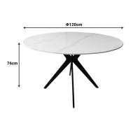 Τραπέζι Orbital pakoworld sintered stone λευκή όψη μαρμάρου με μαύρα μεταλλικά πόδια Φ120x76εκ Τραπέζι Orbital pakoworld sintered stone λευκή όψη μαρμάρου με μαύρα μεταλλικά πόδια Φ120x76εκ