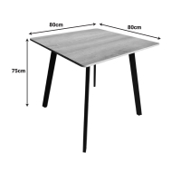 Τραπέζι Squaro pakoworld sonoma mdf με μαύρα μεταλλικά πόδια 80x80x75εκ