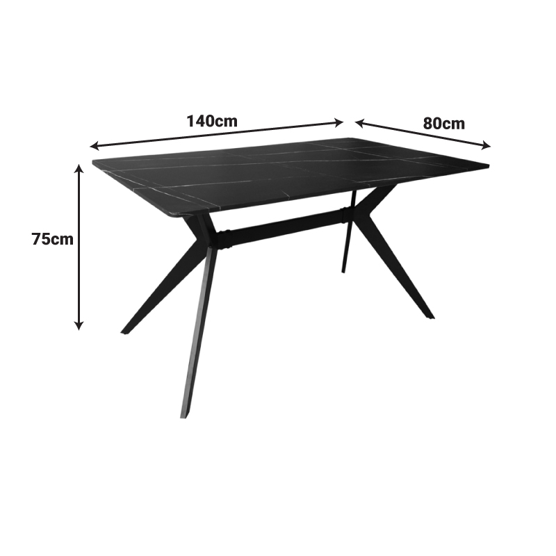 Τραπέζι Ezali pakoworld mdf μαύρη όψη μαρμάρου με μαύρα μεταλλικά πόδια 140x80x75εκ Τραπέζι Ezali pakoworld mdf μαύρη όψη μαρμάρου με μαύρα μεταλλικά πόδια 140x80x75εκ