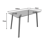 Τραπέζι Titta pakoworld γυάλινη επιφάνεια με λευκά μεταλλικά πόδια 120x70x75εκ Τραπέζι Titta pakoworld γυάλινη επιφάνεια με λευκά μεταλλικά πόδια 120x70x75εκ