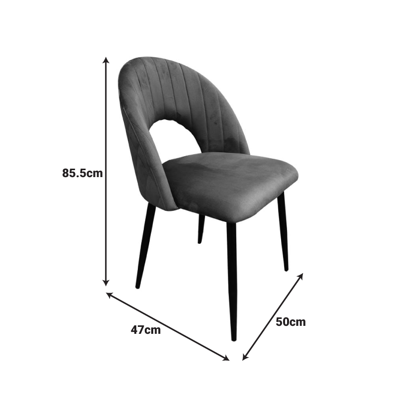 Καρέκλα Lovingo pakoworld βελούδο ανθρακί με μαύρα μεταλλικά πόδια 50x47x85.5εκ Καρέκλα Lovingo pakoworld βελούδο ανθρακί με μαύρα μεταλλικά πόδια 50x47x85.5εκ