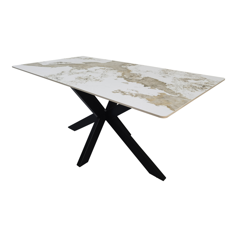 Τραπέζι Bethan pakoworld sintered stone-μέταλλο λευκό μαρμάρου-μαύρο 160x80x75εκ Τραπέζι Bethan pakoworld sintered stone-μέταλλο λευκό μαρμάρου-μαύρο 160x80x75εκ