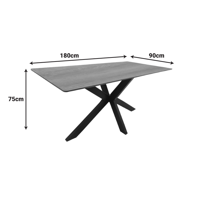 Τραπέζι Bethan pakoworld sonoma με γκρι mdf και μαύρο μέταλλο 180x90x75εκ Τραπέζι Bethan pakoworld sonoma με γκρι mdf και μαύρο μέταλλο 180x90x75εκ