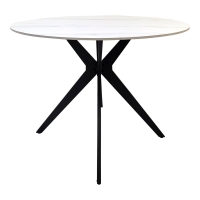 Τραπέζι Orbital pakoworld sintered stone λευκή ματ όψη μαρμάρου με μαύρο μεταλλικό πόδι Φ100x76εκ Τραπέζι Orbital pakoworld sintered stone λευκή ματ όψη μαρμάρου με μαύρο μεταλλικό πόδι Φ100x76εκ