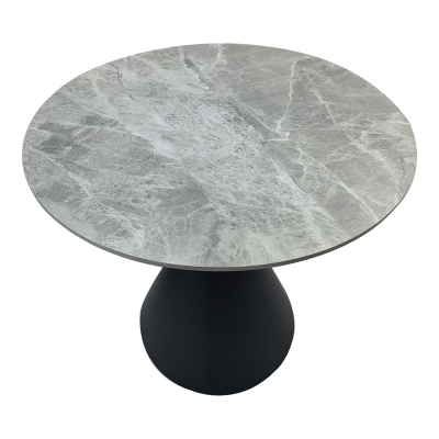 Τραπέζι Flenada pakoworld sintered stone σε γκρι όψη μαρμάρου με μαύρη μεταλλική βάση Φ80x76εκ Τραπέζι Flenada pakoworld sintered stone σε γκρι όψη μαρμάρου με μαύρη μεταλλική βάση Φ80x76εκ