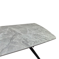 Τραπέζι Ezali pakoworld sintered stone γκρι όψη μαρμάρου με μαύρο μεταλλικό πόδι 180x90x75εκ