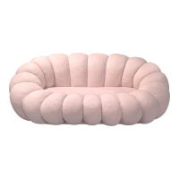 Καναπές Embrace pakoworld μπουκλέ ύφασμα σε ροζ απόχρωση 180x105x65εκ