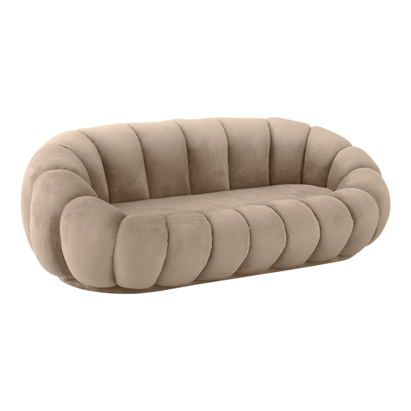 Καναπές Embrace pakoworld βελούδο σε μπεζ απόχρωση 180x105x65εκ