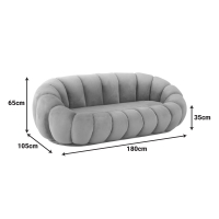 Καναπές Embrace pakoworld βελούδο σε μπεζ απόχρωση 180x105x65εκ