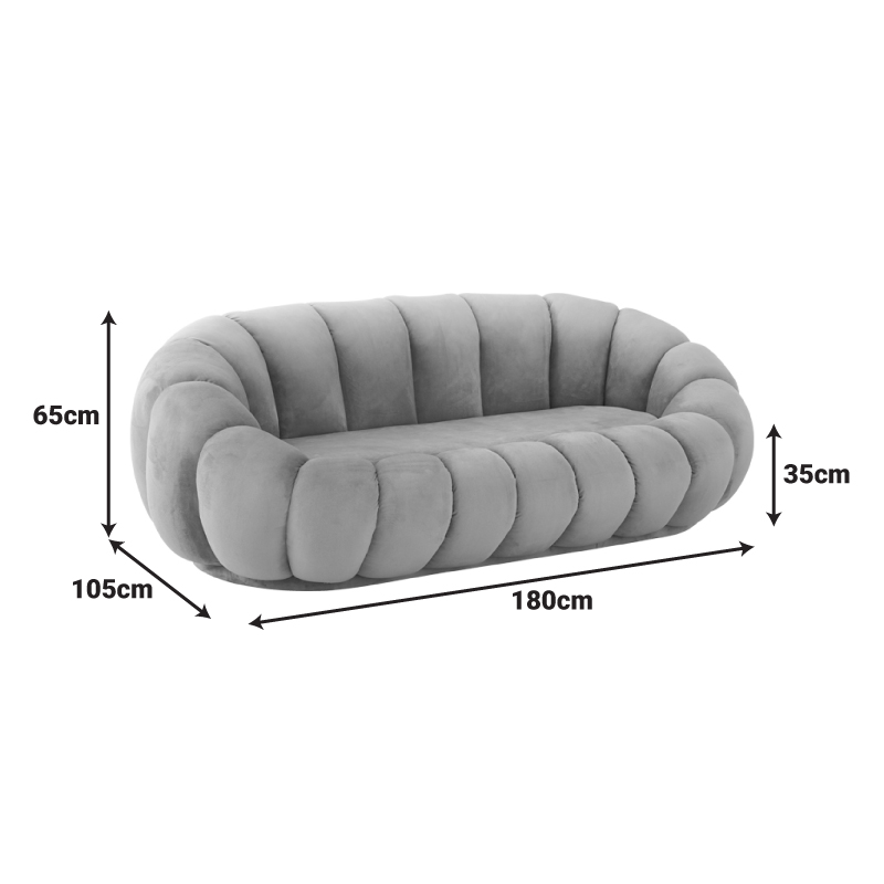 Καναπές Embrace pakoworld βελούδο σε μπεζ απόχρωση 180x105x65εκ