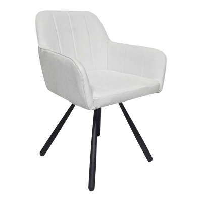Πολυθρόνα Kinuz pakoworld ύφασμα μπεζ-μαύρα μεταλλικά πόδια 55x60x86εκ
