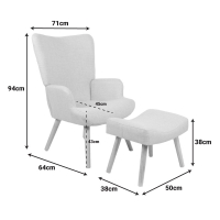 Πολυθρόνα-μπερζέρα με υποπόδιο Gerlina pakoworld κρεμ ύφασμα με πόδι σε φυσική απόχρωση 71x64x94εκ Πολυθρόνα-μπερζέρα με υποπόδιο Gerlina pakoworld κρεμ ύφασμα με πόδι σε φυσική απόχρωση 71x64x94εκ