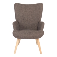 Πολυθρόνα-μπερζέρα Gerlina pakoworld καφέ ύφασμα με πόδι σε φυσική απόχρωση 71x64x94εκ