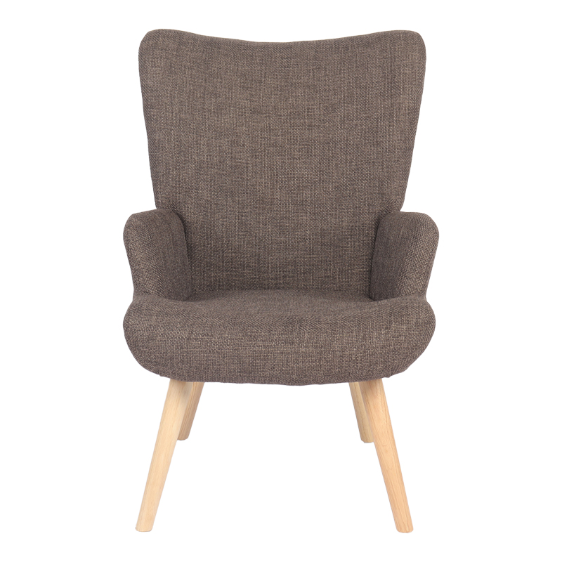 Πολυθρόνα-μπερζέρα Gerlina pakoworld καφέ ύφασμα με πόδι σε φυσική απόχρωση 71x64x94εκ