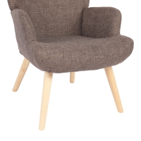 Πολυθρόνα-μπερζέρα Gerlina pakoworld καφέ ύφασμα με πόδι σε φυσική απόχρωση 71x64x94εκ
