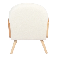Πολυθρόνα Stedy pakoworld λευκό μπουκλέ ύφασμα με πόδι σε φυσική απόχρωση 78x64x82εκ