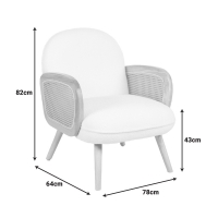 Πολυθρόνα Stedy pakoworld λευκό μπουκλέ ύφασμα με πόδι σε φυσική απόχρωση 78x64x82εκ