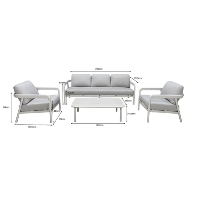 Σαλόνι εξωτερικού χώρου Marlena pakoworld μπεζ αλουμίνιο με ύφασμα σε απόχρωση ανοιχτό γκρι