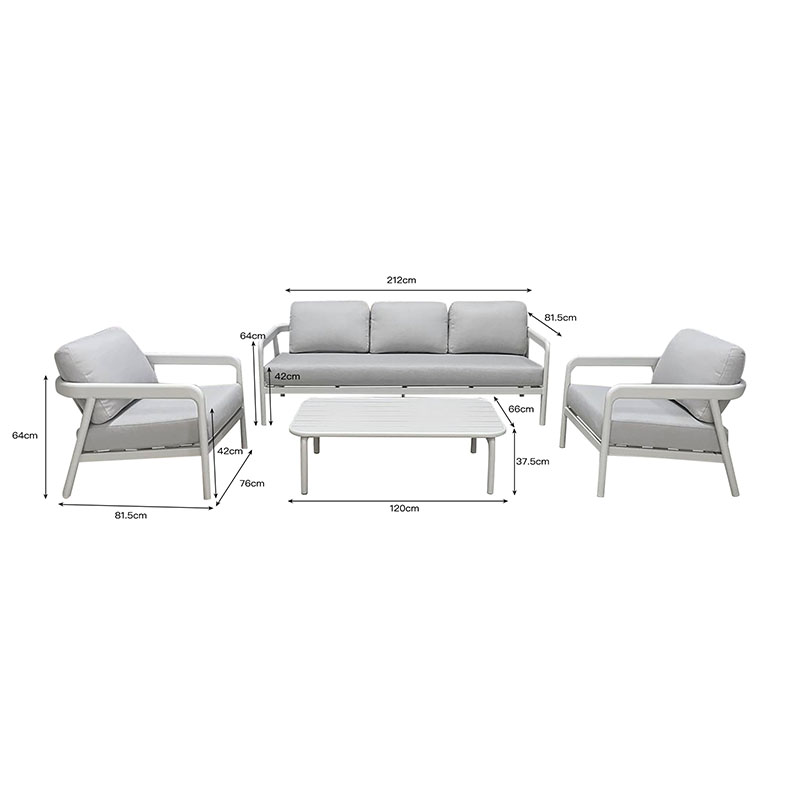 Σαλόνι εξωτερικού χώρου Marlena pakoworld μπεζ αλουμίνιο με ύφασμα σε απόχρωση ανοιχτό γκρι