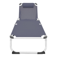 Ξαπλώστρα παραλίας Fevepe pakoworld βαρέως τύπου αλουμίνιο-textilene σε ανθρακί απόχρωση 58.5x185x29.5εκ