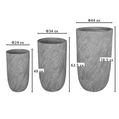 Κασπώ Anteria pakoworld σετ 3τεμ κεραμικό σε γκρι-μπεζ απόχρωση