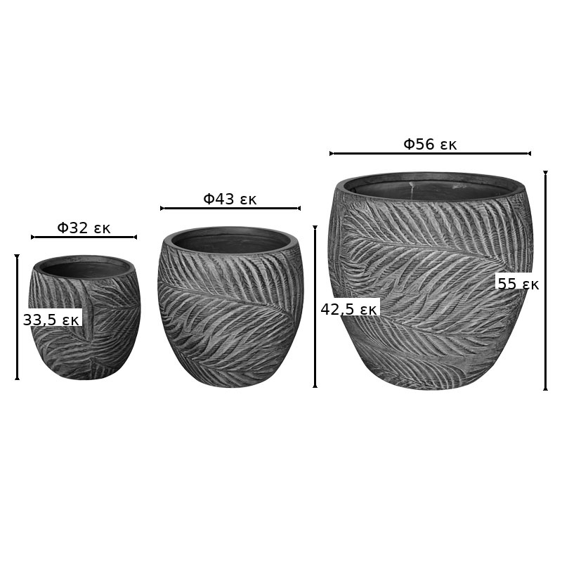 Κασπώ Dortu pakoworld σετ 3τεμ κεραμικό σε ανθρακί απόχρωση Κασπώ Dortu pakoworld σετ 3τεμ κεραμικό σε ανθρακί απόχρωση