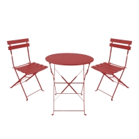 Τραπεζαρία Bistro pakoworld σετ 3τεμ μεταλλική αναδιπλούμενη σε terracotta απόχρωση Φ60x71εκ Τραπεζαρία Bistro pakoworld σετ 3τεμ μεταλλική αναδιπλούμενη σε terracotta απόχρωση Φ60x71εκ