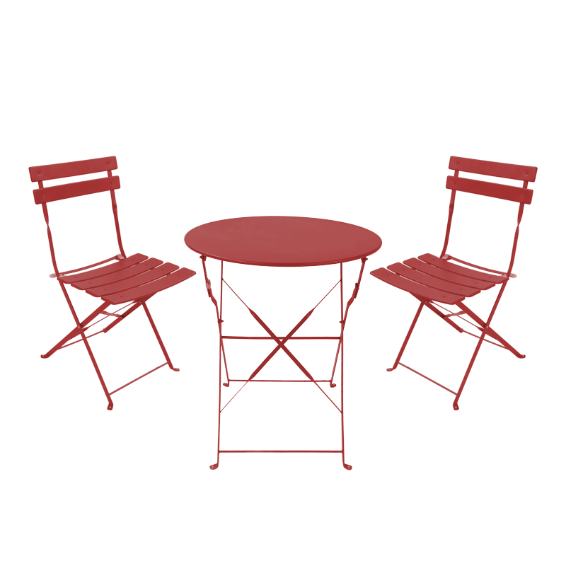 Τραπεζαρία Bistro pakoworld σετ 3τεμ μεταλλική αναδιπλούμενη σε terracotta απόχρωση Φ60x71εκ Τραπεζαρία Bistro pakoworld σετ 3τεμ μεταλλική αναδιπλούμενη σε terracotta απόχρωση Φ60x71εκ